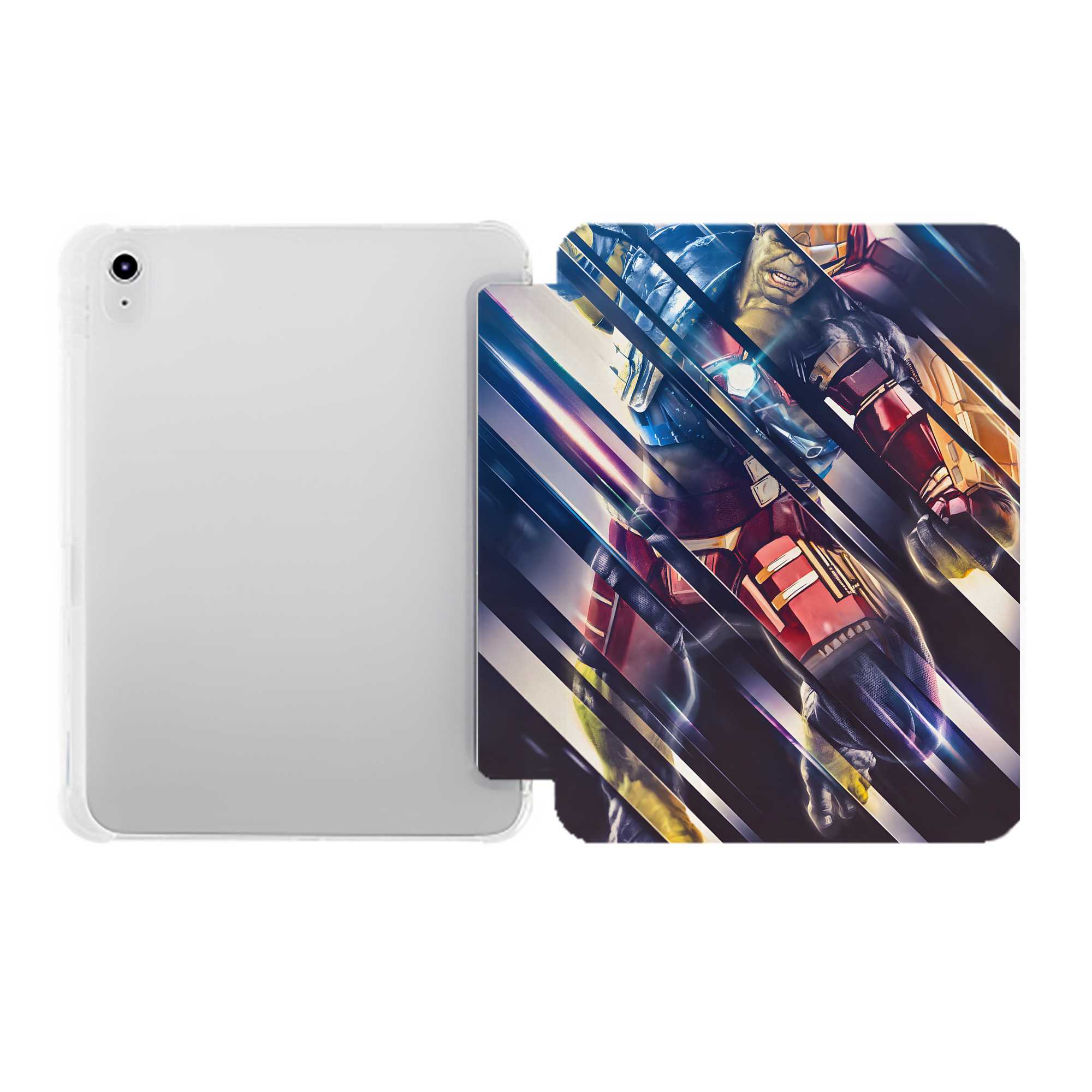 （画像用） アベンジャーズ The Avengers IPad ケース ペン収納付き 三つ折りスタンド PUレザー×シリコン 対応機種9.5/10.5/10.9インチ